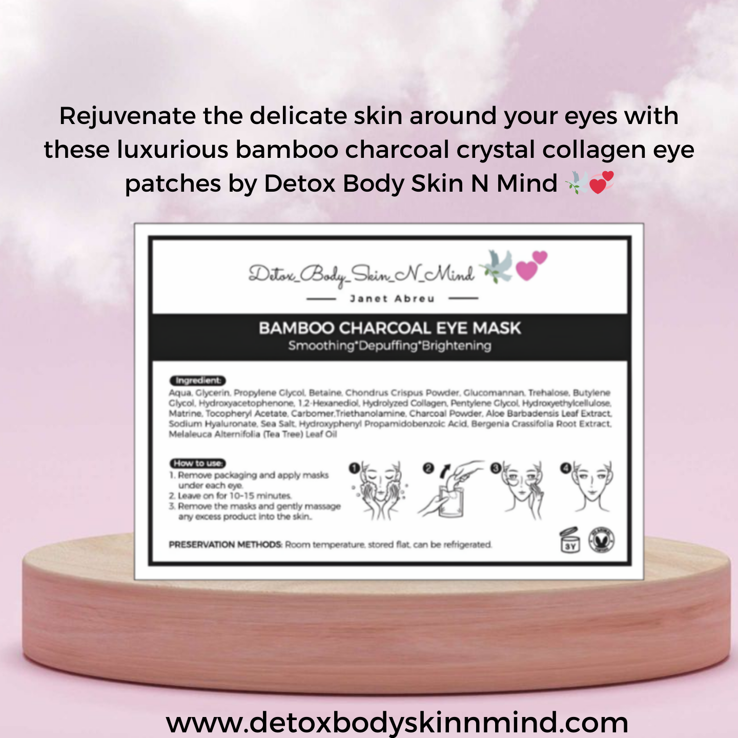 Bamboo Charcoal Crystal Moisturing Collagen Eye Patch - 5 pairs