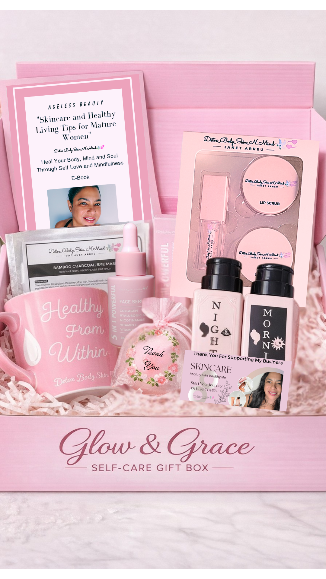 β¨ Glow & Grace Self-Care Gift Boxβ A complete skin + wellness ritual for everyday self-care
