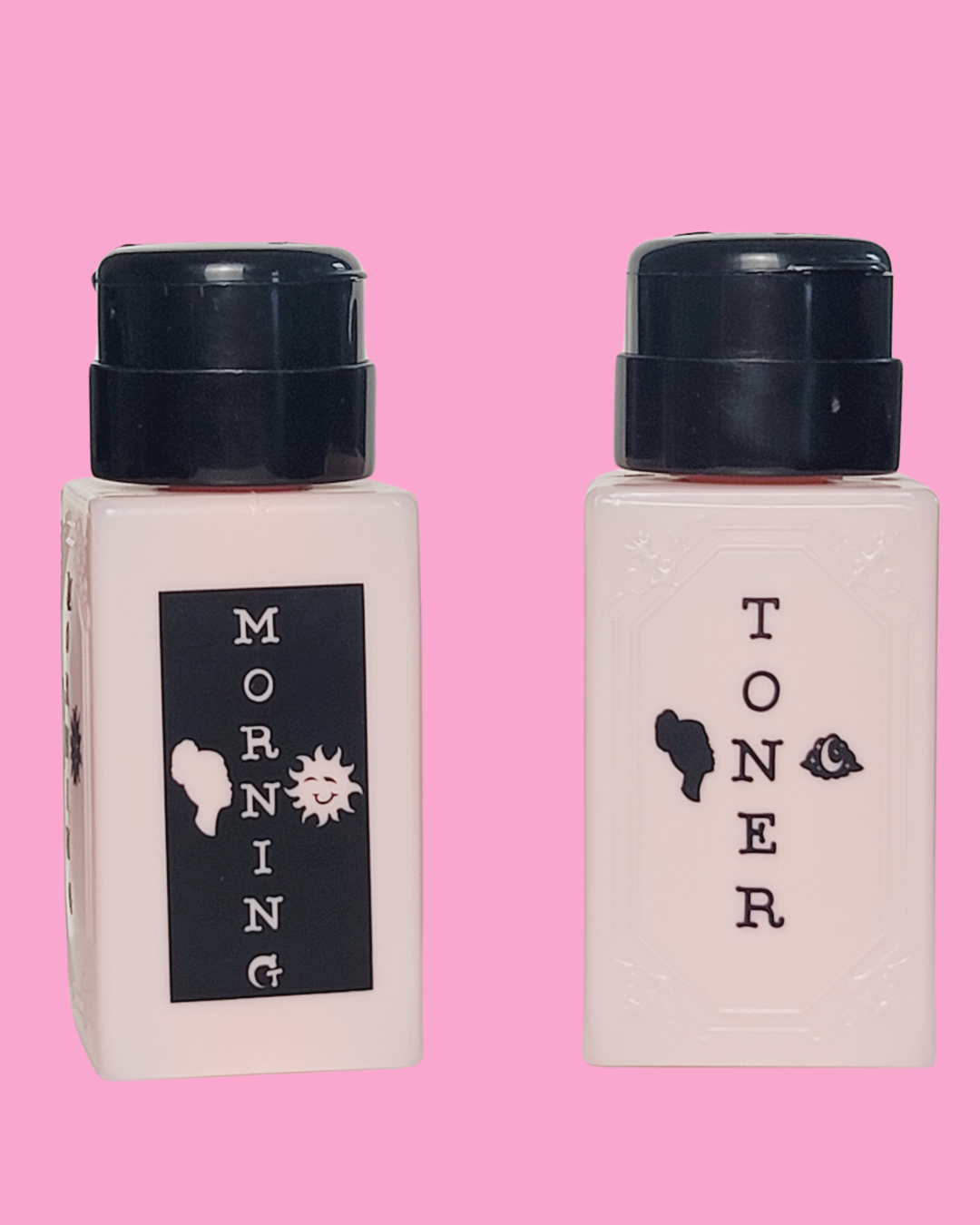 Dual Decal Toner Bottles – Morning & Night Skincare Essentials