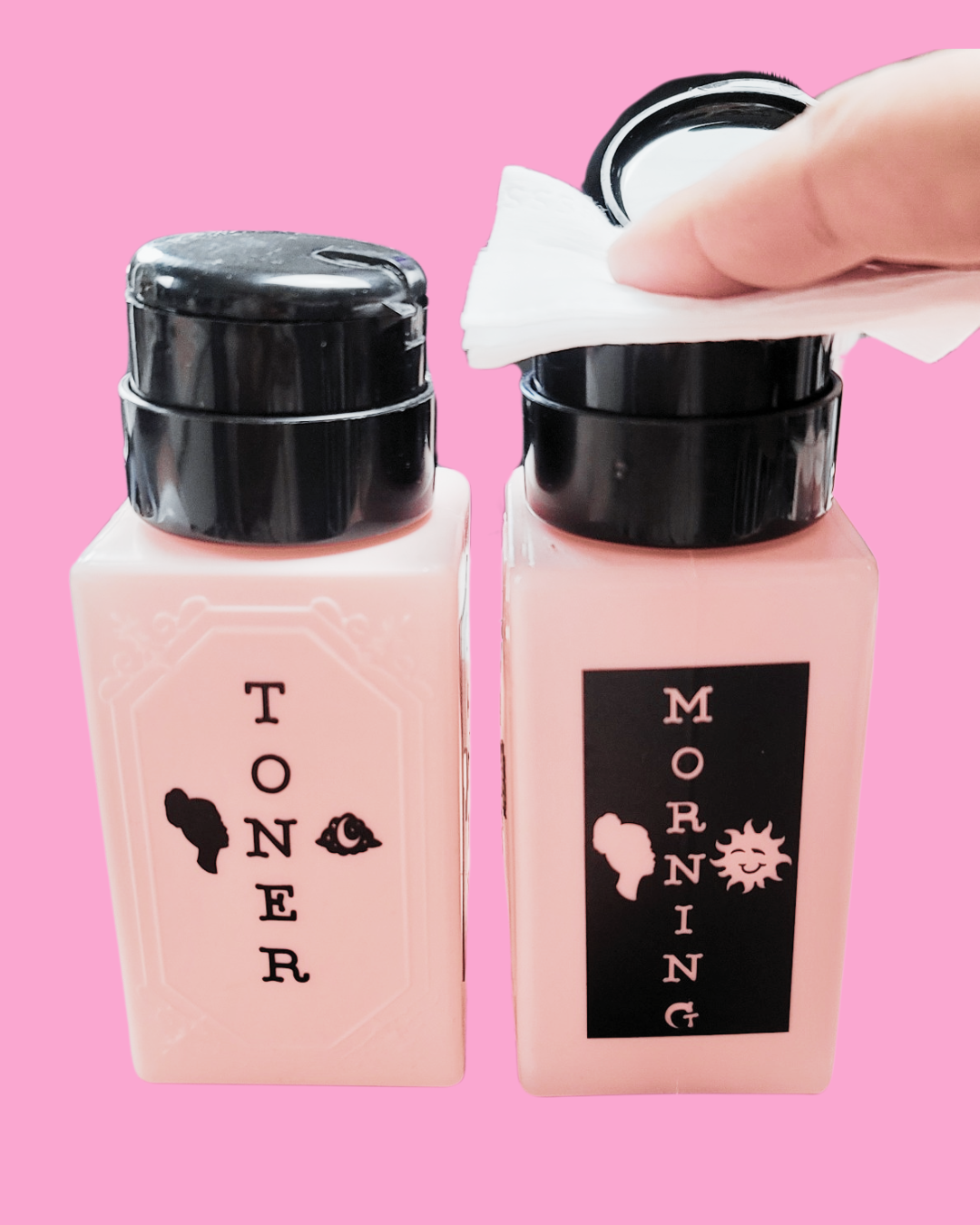 Dual Decal Toner Bottles – Morning & Night Skincare Essentials